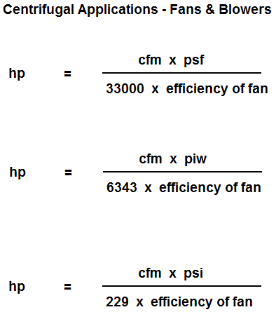 fan blower centrifugal calculation formulas formula blowers efficiency fans calculate motor performance pressure horsepower speed use